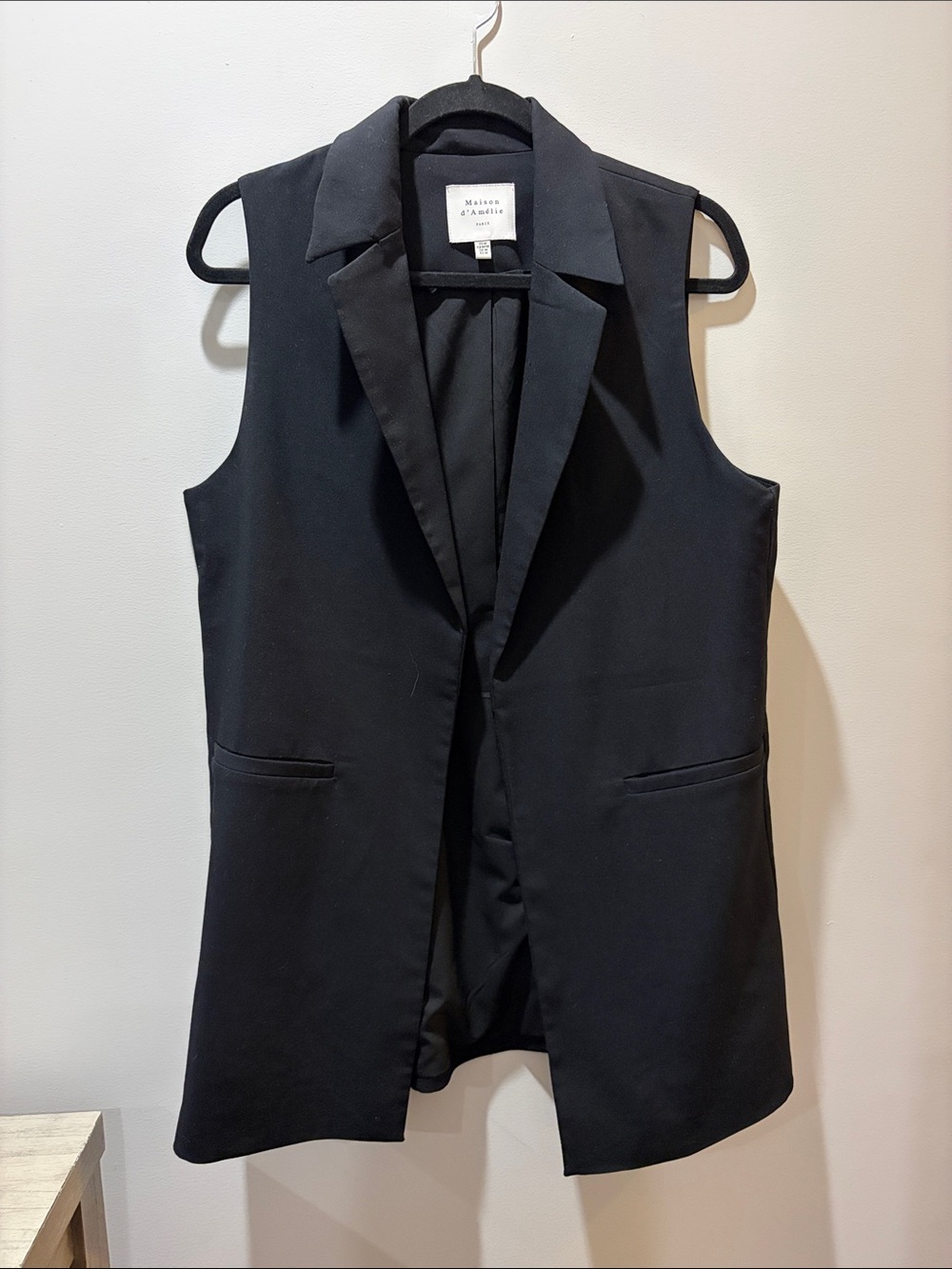 Black Tailored Sleeveless Blazer Vest